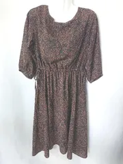 ◇ any FAM エニィファム 長袖 ロング丈 ワンピース サイズF ブラック ブラウン レディース E  【1406050074104】