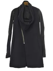 Rick Owens リックオウエンス レザースリーブハイネックロングジャケット ブラック 38のサムネイル