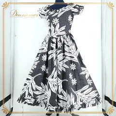 フラダンス 衣装 ワンピース ドレス ブラック系 フラ ダンス 花柄 黒 白 ハワイアン モノトーン 華やか アロハ フリル ハワイアンプリント かわいい 半袖 ホワイト系