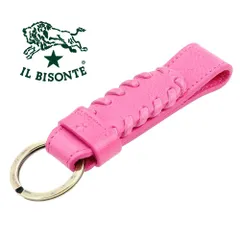 イルビゾンテ キーリング IL BISONTE キーホルダー 54_1_54242305150 / SKH149 PV0001 PK213B 編み込み レザー 本革 アザレア ピンク スマートキー キーケース