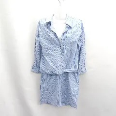 ◇ ⊂ ZARA ザラ 切替 長袖 ロング ワンピース サイズF ブルー レディース E  【1503050003780】