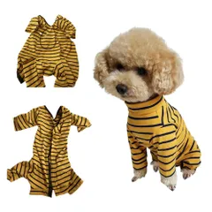 【在庫セール】術後ウェア 犬 介護服 オス メス 兼用 避妊手術後 傷舐め 術後服 離乳 傷口保護 皮膚保護 長袖 通気 虫よけ対策 YBGGJO 抜け毛対策 小型犬 中型犬 (イエローボーダー L)