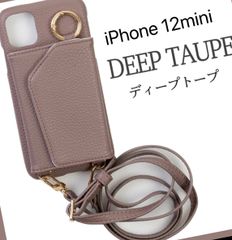 iPhone12mini ケース　ショルダーストラップ付き　カード収納　リング　斜め掛け　携帯ケース　12ミニ　5.4インチ