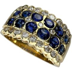 14号 サファイア 1.53ct ダイヤモンド 0.54ct リング・指輪 K18ゴールド 18金  7.9g レディース 【中古】【真子質店】【NN】