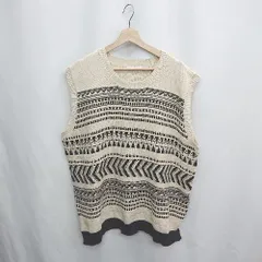 ◇ ⊇ Discoat ディスコート 総柄 ベスト サイズL ベージュ ブラック レディース E  【1502180041457】