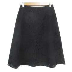 ロペピクニック ROPE Picnic フレアスカート ミモレ丈 総レース 38 黒 ブラック /FF52