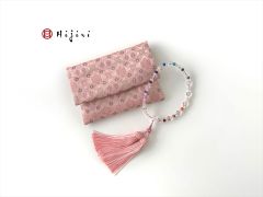 再販‼︎ お念珠入れ　ポケット付き　高級金襴…七宝ピンク《送料無料》