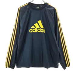 adidas アディダス 長袖 ウインドブレーカー L ネイビー プルオーバー メンズ 古着