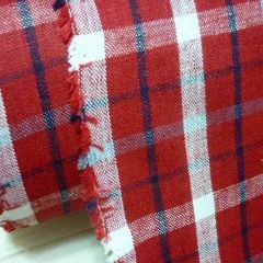 2ｍ　リネン チェック キャンバス/赤　リネン生地