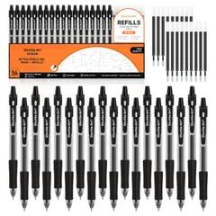 新品 Shuttle Art ジェルボールペン ゲルペン ゲルインク ノック式 黒 36パック 18本 18替え芯 0.7mm 速乾 クリップ付き 手帳 ノート グラフ スケッチ 事務用 筆記具用