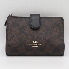COACH コーチ シグネチャー 三つ折り財布 PVC レザー ブラウン - メルカリ