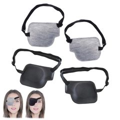 眼帯 おしゃれ アイパッチ 大人用 黒 グレー 3D 片目眼帯 右目 左目 両目用 立体 4個セット 医療用 コスプレ オシャレな眼帯 オシャレ 斜視 トレーニング 目立たない お洒落 海賊 両目 片目 4点セット 3Dアイパッチ アイマスク 遮光 弱視 視力