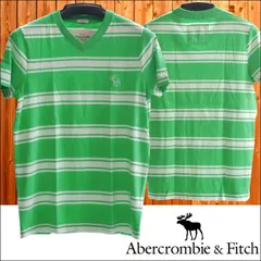 アバクロ Abercrombie&Fitch アバクロンビー＆フィッチ メンズ 半袖 ボーダー Tシャツ グリーン ホワイト アメカジ ブランド ファッション インポート カジュアル ヴィンテージ スタイル 正規 商品 051