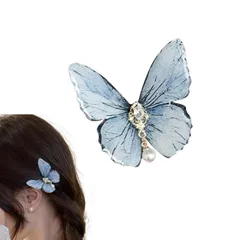 EZ PEACH 前髪 蝶 ヘアピン ヘアクリップ 髪留め 髪飾り グラデーション色 女性 ガールズ 和装 浴衣 和風 着物 ヘアアクセサリー プレゼント (瑠璃紺)