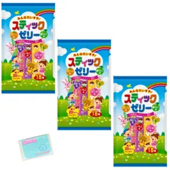 リボン みんなだいすき！スティックゼリー 18本 ×3袋セット ★スラスラ本舗オリジナルポケットティッシュ付き★ のサムネイル