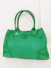 TORY BURCH ナイロン トートバック グリーン ロゴ トリーバーチ