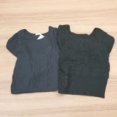 ◇ 《 earth music&ecology まとめ売り2点セット サイズF ブラック リブ 綺麗め ニット カットソー レディース 》 E  【1307040052433】