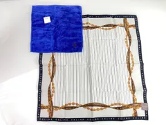 未使用　セリーヌ　CELINE　ハンカチ　ハンドタオル　２枚セット　綿100％　ホワイト系　ブルー系　送料無料