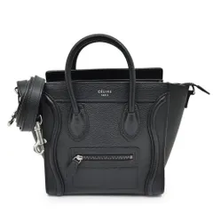 【名東】セリーヌ ラゲージ ナノショッパー 189243 ブラック シルバー金具 ハンド ショルダー 2way バッグ レディース