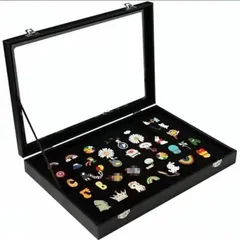 ピンバッジ ケース 透明窓木製ピンディスプレイケース ピン缶バッジ 収納ケース エナメルピンミリタリーバッジメダルディスプレイケース ピンズフレーム S M L