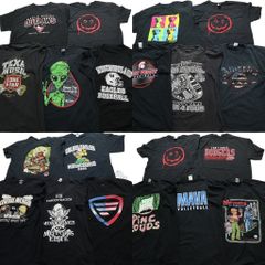 古着卸 まとめ売り 黒 ボディ プリント 半袖Tシャツ 20枚セット (メンズ L ) スカル 星条旗 英文字プリント ワンポイント 中古 古着 NA7004