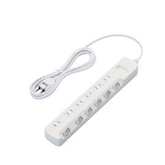 ★即日発送★エレコム 電源タップ 雷ガード 個別スイッチ ほこりシャッター付 6個口 2.5m ホワイト T-K6A-2625WH
