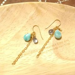 new！【訳あり】14KGF　ラリマーピアス
