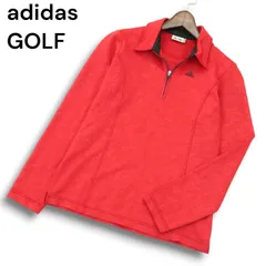 adidas GOLF アディダス ゴルフ 通年 総柄♪ ロゴ刺繍 長袖 ハーフジップ シャツ Sz.OT/XG　レディース 大きいサイズ 赤