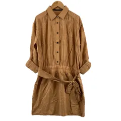 美品 ノーブランド  ストライプ 春夏 SS ワンピース ポリエステル/レーヨン オレンジ レディース 2【古着】【中古】【送料無料】