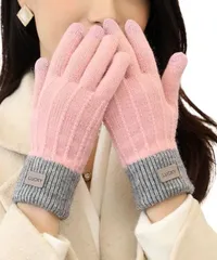 Elixio エリクシオ 手袋 あったか 暖かい レディース カジュアル ニット グローブ スマホ対応 裏起毛 防寒 防風 保温 柔らかい 伸縮性 可愛い 通勤 通学 自転車 バイク 冬 おしゃれ(ピンク)