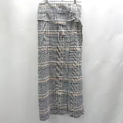 ◇ Θ◎ natural couture チェック柄 ロング Aライン スカート サイズF ベージュ ネイビー系 レディース E  【1502030003048】