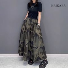 【未使用品】 HAIKARA ハイカラ Camouflage skirt 迷彩柄 ロングスカート