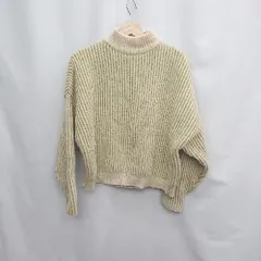 ◇ ⊇ select MOCA セレクト モカ 編み物 長袖 バイカラーリブ編みオーバーニット サイズF ベージュ系 レディース E  【1504210012543】