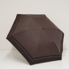 折りたたみ日傘 JILL STUART ジルスチュアート USED品 晴雨兼用 ダークブラウン 無地 フリル UV 遮光 遮熱 50cm FA9108