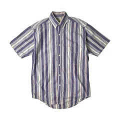 70s 80s vintage L.L.Bean エルエルビーン ストライプ BD 半袖シャツ S-REG/パープル/コットン/カナダ製