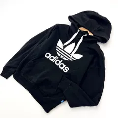 アディダス オリジナルス ☆ ビッグ トレフォイル◎ スウェット パーカー ブラック レディース XS ストリート スポーツMIX adidas■S1239