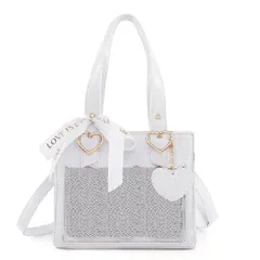 【迅速発送】ALL DAY Shining 痛バッグ クリアポケット トートバッグ ショルダーバッグ ハート 甘め 手提げバック いたばっぐ 痛バ コンサート イベント 女子会 推し活 オタ活