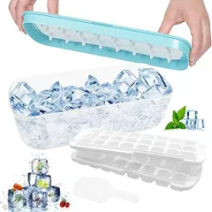 [新品※未使用] 製氷皿 角氷 シリコンアイスメーカー 製氷機 密閉蓋付きのアイスグリッド 小分け 柔らかい 氷取り出しやすい 冷凍保存 耐久性 家庭用のサムネイル