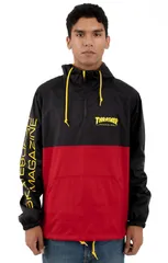 Thrasher (スラッシャー) US アノラック ハーフジップ ナイロンジャケット Mag Logo Anorak Black/Red/Yellow スケボー SK8 スケートボード