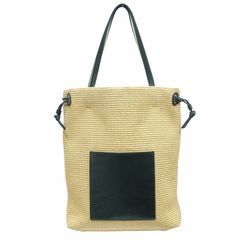 피에스 폴 스미스 PS Paul Smith 토트 백 숄더백 뜨개질 전환 가죽 바이 컬러 베이지 그린 계 0724