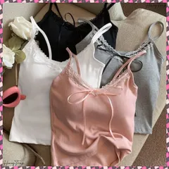 送料無料 カップ付きキャミソールレーストリムキャミ レディース フロントリボンリブキャミ 着回し肌着 フィット ブラトップ おしゃれインナートップス フェミニン ブラキャミ 見せインナー重ね着 大人可愛いキャミ夏 韓国風キャミトップ