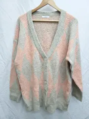 ◇ JEANASIS ジーナシス アーガイル柄 長袖 ニット カーディガン サイズF ベージュ オレンジ系 レディース P  【1407260019466】