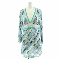 ミッソーニ MISSONI チュニック 長袖 ニット ジグザグ シアー Vネック ラメ Iライン シースルー 水色 ライトブルー /NQ ■BMのサムネイル