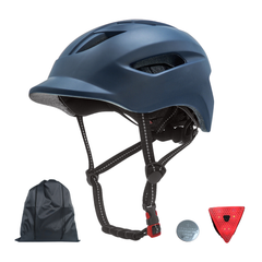 【年末年始セール】Be Oshare ヘルメット 自転車ヘルメット 大人用 ロードバイク サイクリングヘルメット CPSC認証 テールライト付き 収納袋付き つば付き男女兼用 耐衝撃 超軽量 高通気 EPS素材 LED サイズ 57-62CM 日本語説明書付き