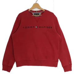 TOMMY HILFIGER トミーヒルフィガー スウェット トレーナー フロント刺繍 オーバーサイズ ビッグシルエット GUATEMALA製 L/Gサイズ レッド