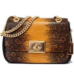コーチ バッグ COACH リザードエンボスレザー スムースレザー ミニ キャシディ ターンロック チェーン 2way ショルダー バッグ マスタード 72671