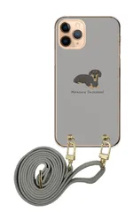 Galaxy S21 Ultra 5G SC-52B ギャラクシーS21ウルトラ スマホケース スマホショルダー ミニチュアダックス ダックス 犬 ワンポイント かわいい レザーベルト ストラップ 調節可能 130cm  カラー06