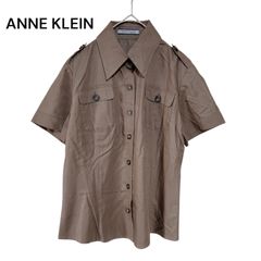 4127 美品★ 【アンクライン】 ANNE KLEIN レディース トップス シャツ カットソー (5号) 日本製 タキヒョー ブラウン 半袖 LOT41
