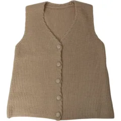 ☆ ベージュ ☆ ニットベスト Vネック カジュアル ベスト ニット レディース ショート丈 ニットベスト Vネックニットベスト チョッキ ジレ ウェストコート ノースリーブ 前ボタン Vネック 秋 冬 秋冬 春 春秋 おしゃれ かわいい 前あき 前開き