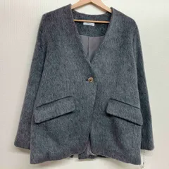 Aiméine ノーカラーシャギージャケットコート　グレージュSサイズ Aiméine ノーカラーシャギージャケットコート グレージュSサイズ